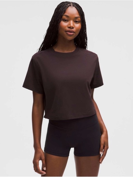 lululemon athletica Tops - Lululemon All Yours Organic Cotton Cropped T-Shirt Sequoia